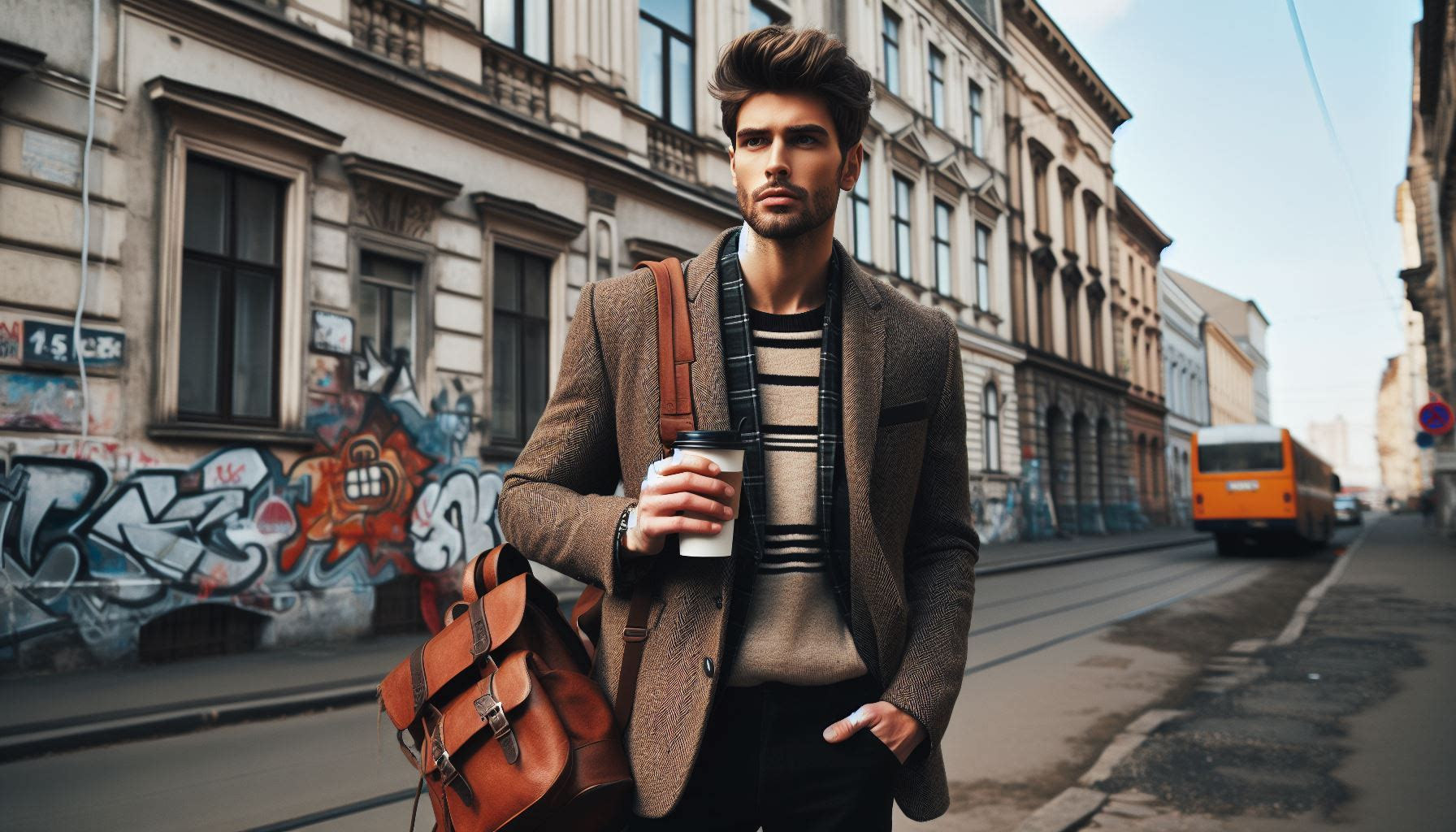 a-person-walking-on-a-city-street-carrying-a-coffee-cup-and-wearing-a-brown-coat-with-a-shoulder-bag